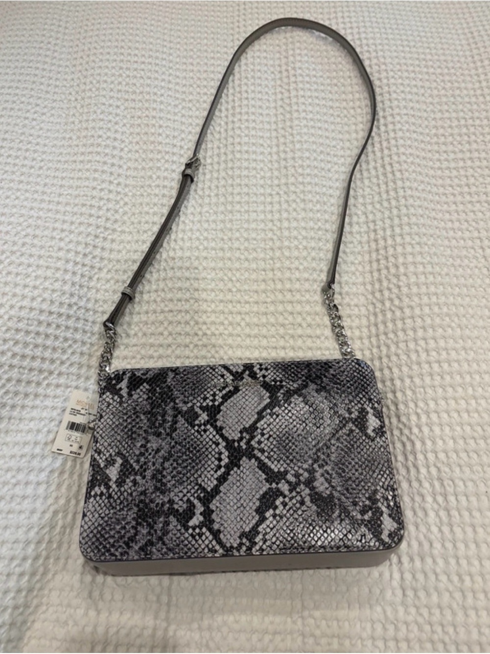Michael Kors Gray Snake-Print Crossbody Bag